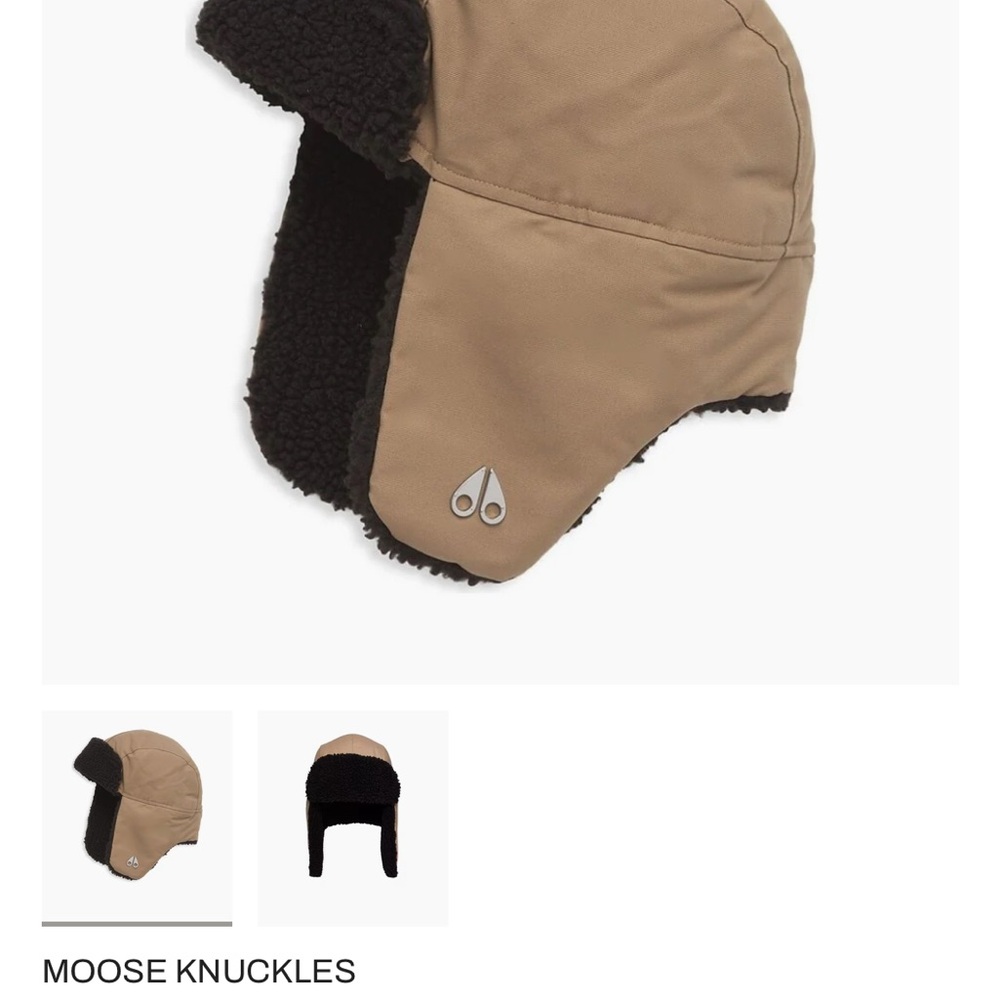 Moose Knuckles Beige and Black Winter Hat